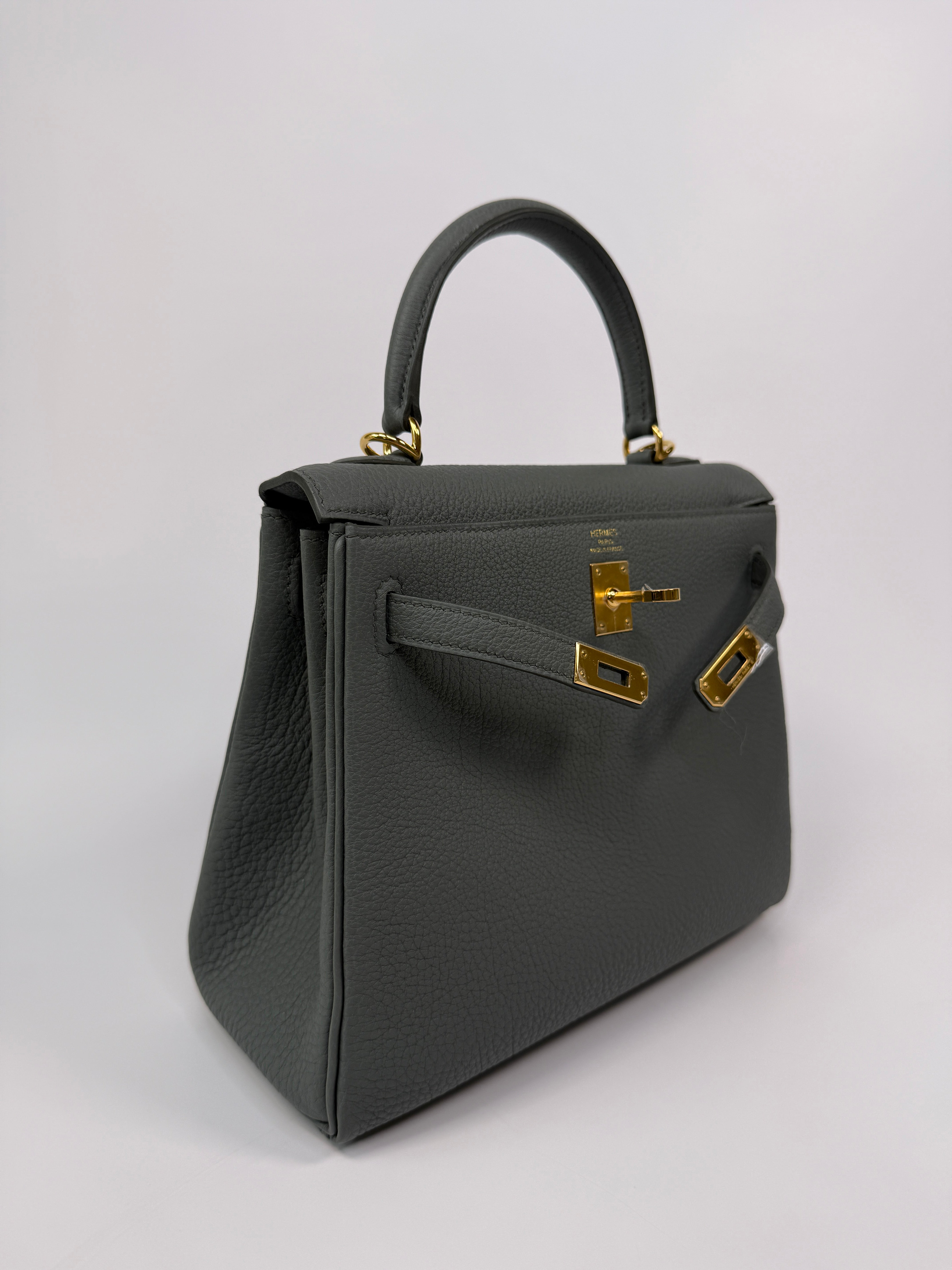 Authentic Pre Loved Hermès Kelly 25 In Vert Amande Togo Leather With Gold Hardware New & Unused