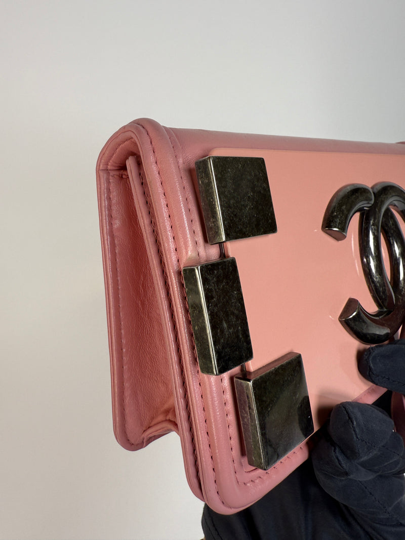 Chanel pink plexiglass Horizontal Boy Brick Bag