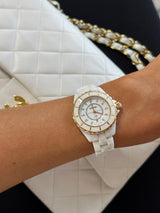Chanel J12 White And Rose Gold Diamond Dial Watch