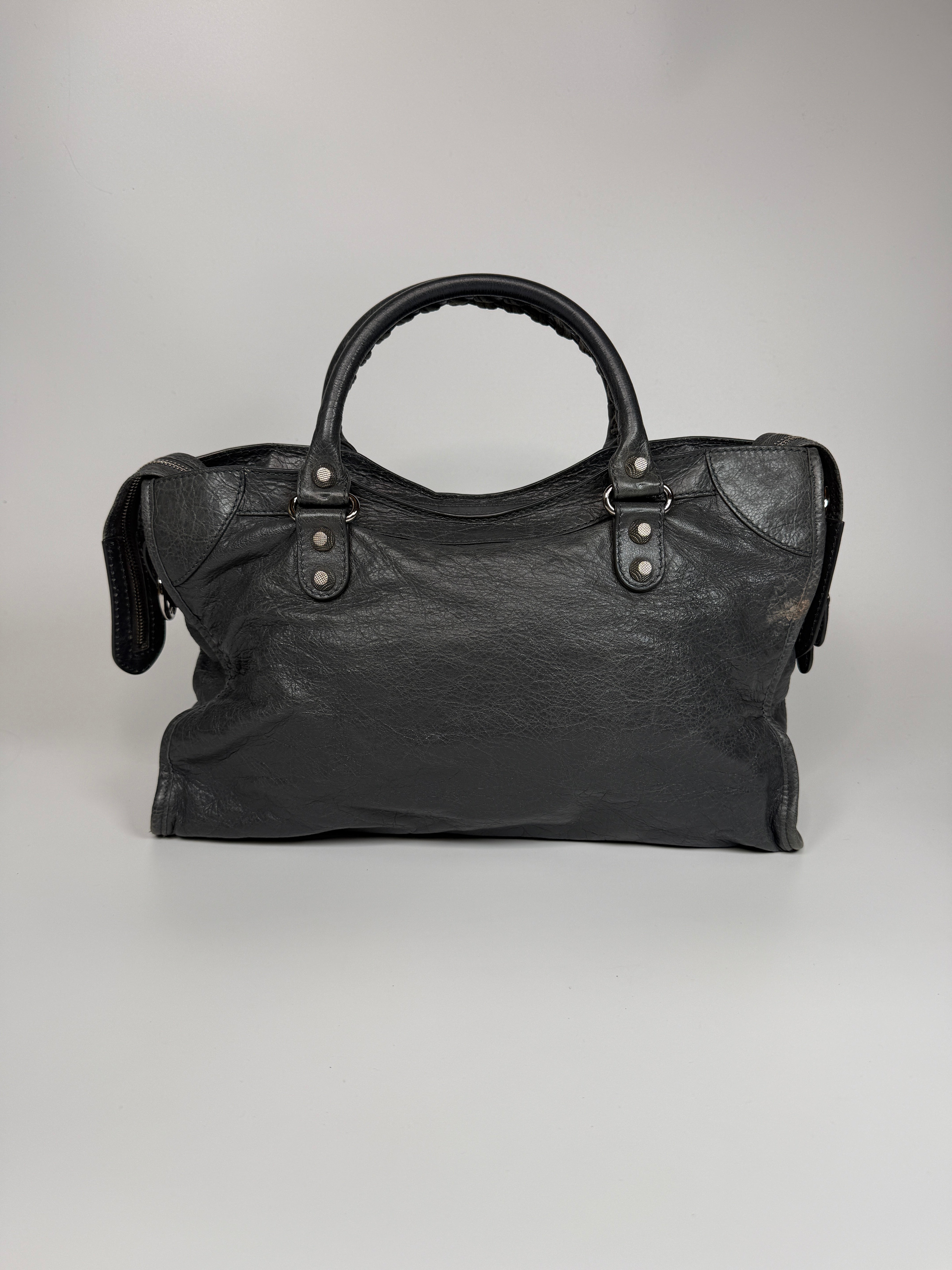 Authentic and preloved Balenciaga Medium Le City Bag In Grey Leather With SHW. 100% Authenticity guarantee. Verified by Luxe Cheshire 
