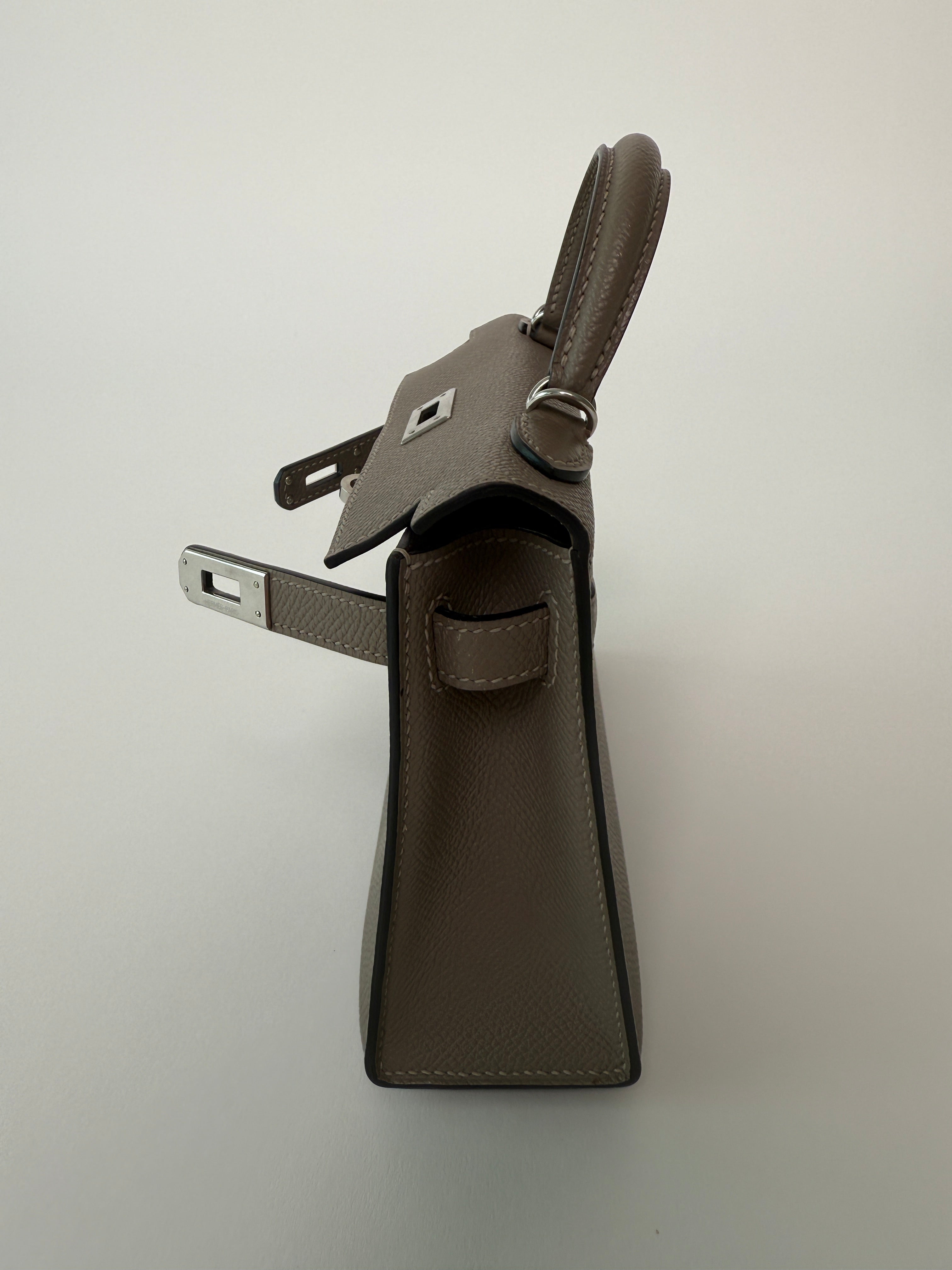 Hermés Mini Kelly Gris Asphalt In Epsom Leather