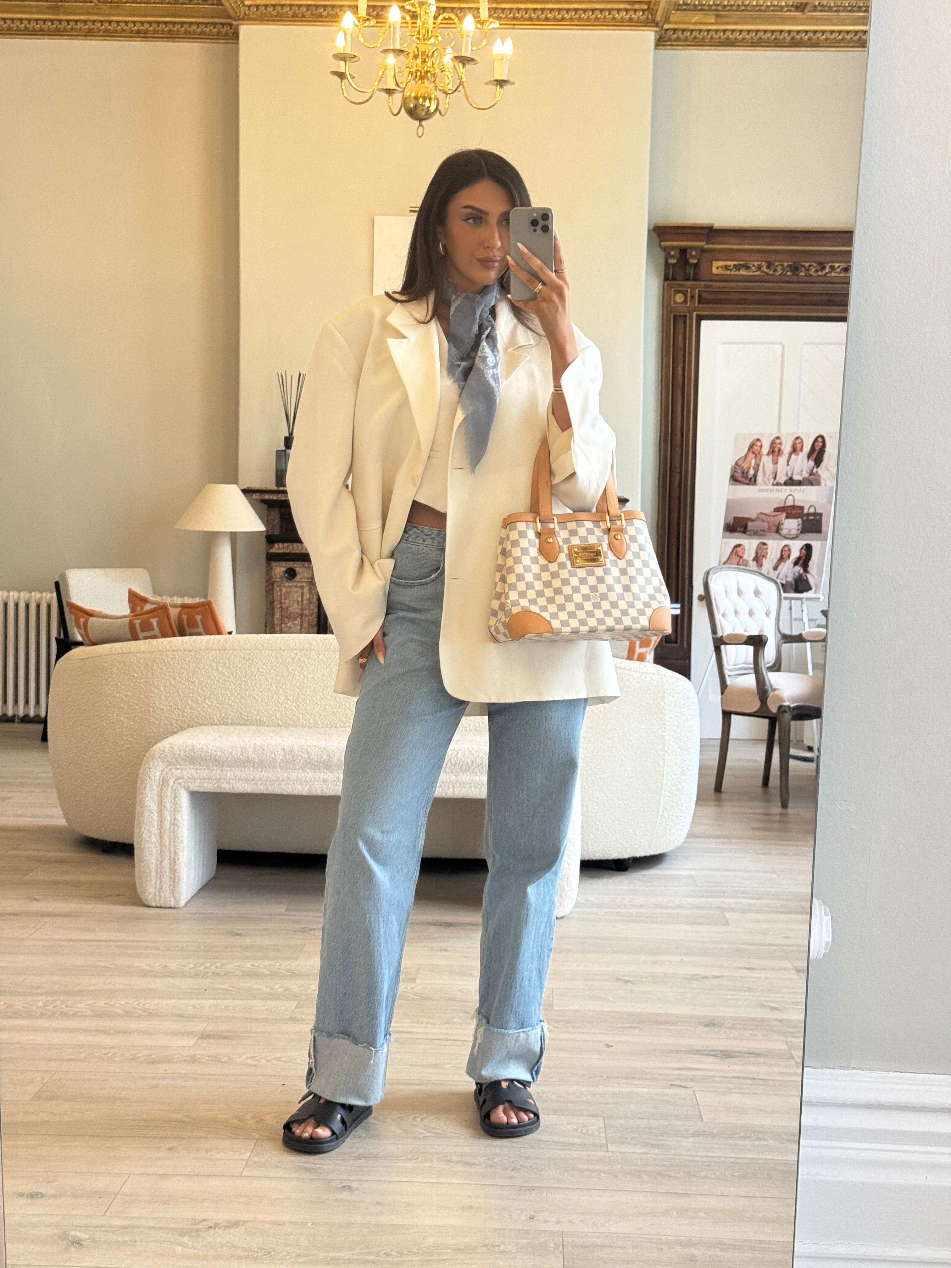 Louis Vuitton Damier Azur Hampstead MM Tote Bag