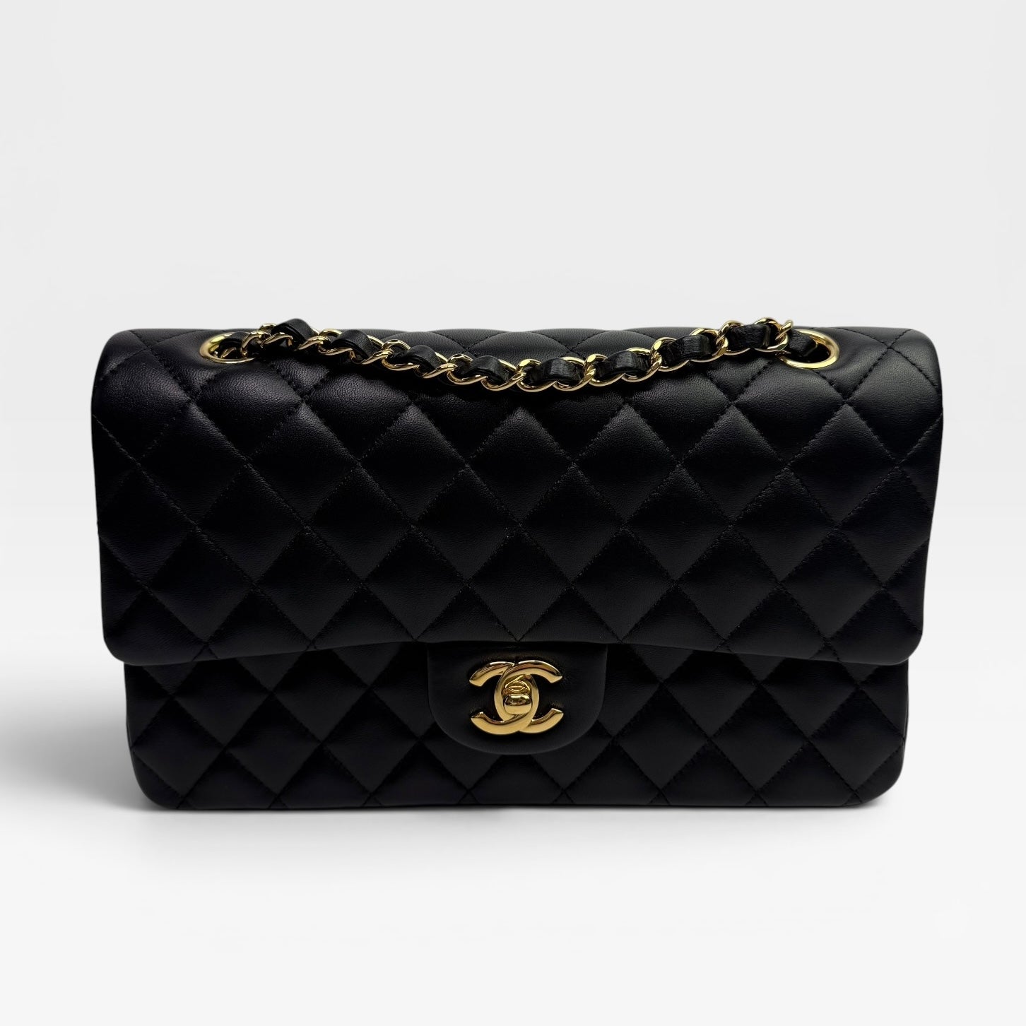 Chanel Medium Classic Double Flap Black Lambskin With GHW