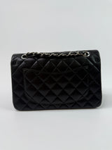 Chanel Small Classic Double Flap In Black Lambskin Leather With SHW
