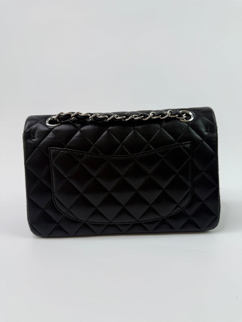 Chanel Small Classic Double Flap In Black Lambskin Leather With SHW