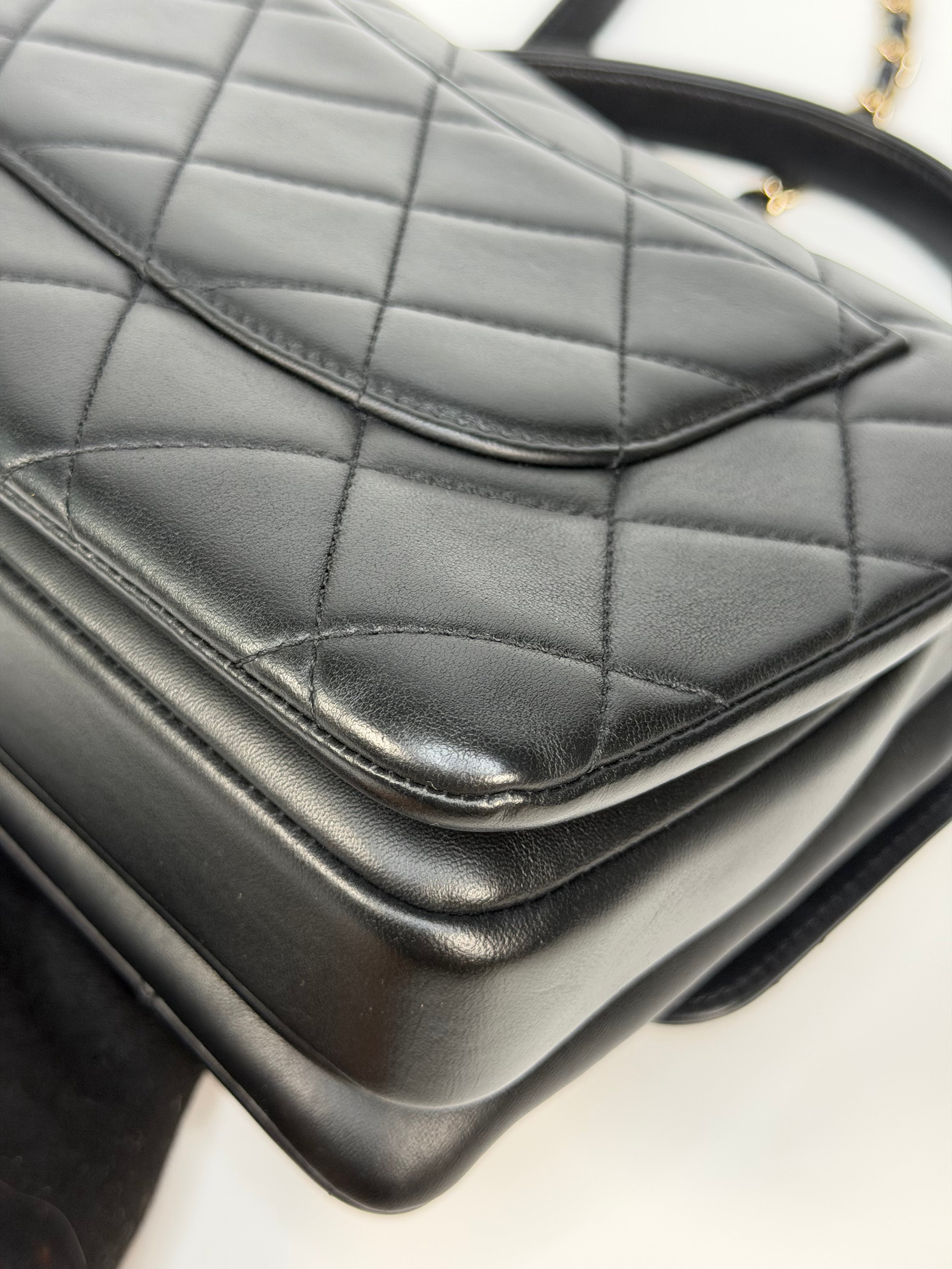 Chanel Small Trendy Top Handle In Lambskin Leather With Gold Hardware. Authentic and preloved in excellent condition.