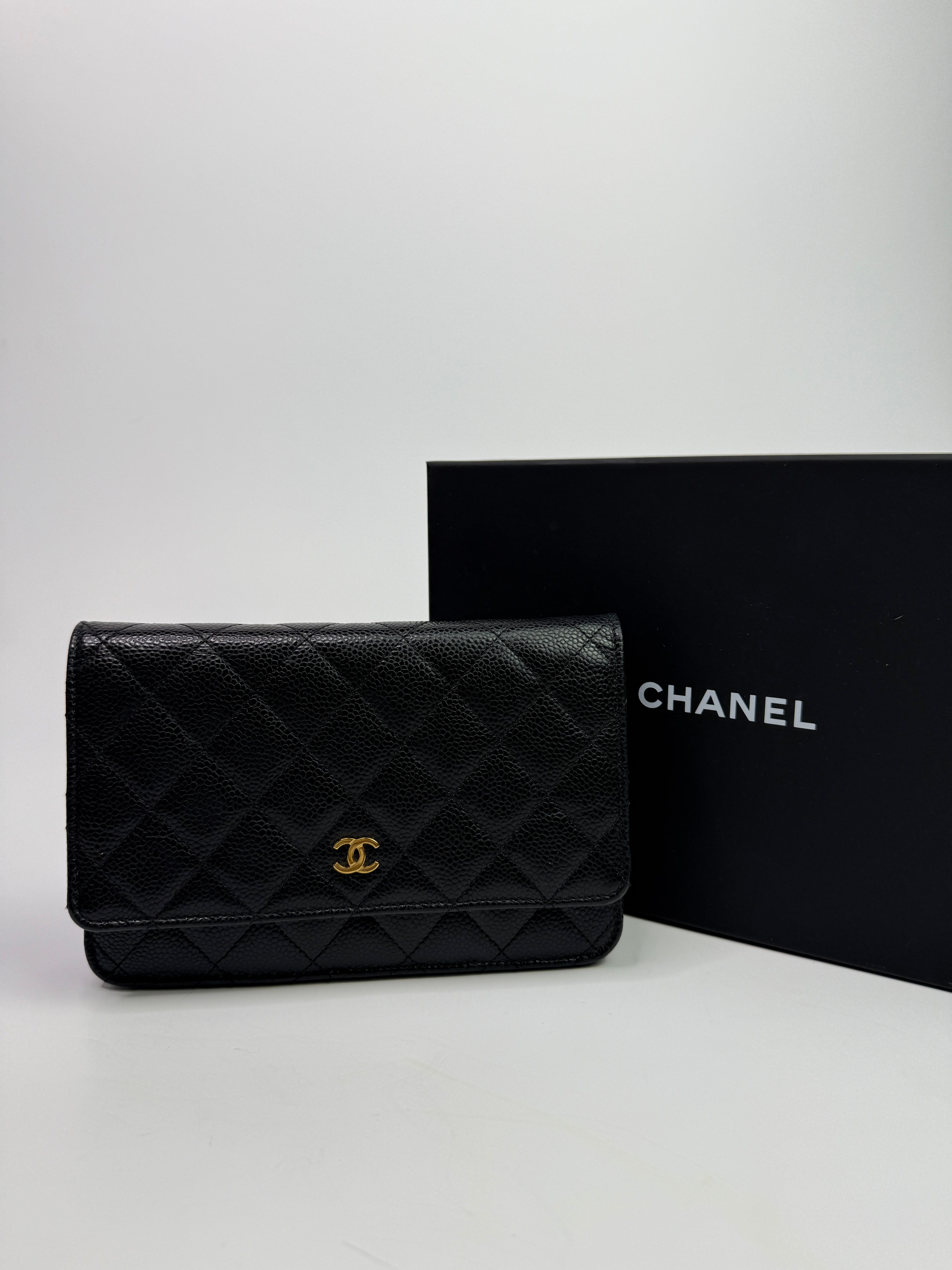 Chanel Wallet On Chain Black Caviar Leather With Gold Hardware
Pre Loved & Authentic 