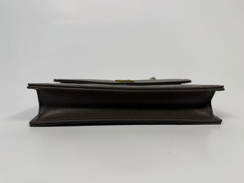 Saint Laurent Cassandre Matelassé Textured- Leather Wallet On Chain