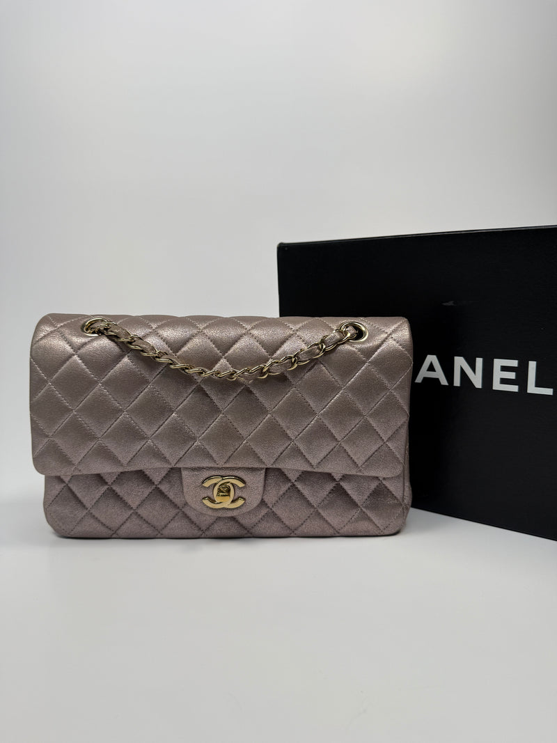 Chanel Iridescent Rose Medium Classic Double Flap With GHW