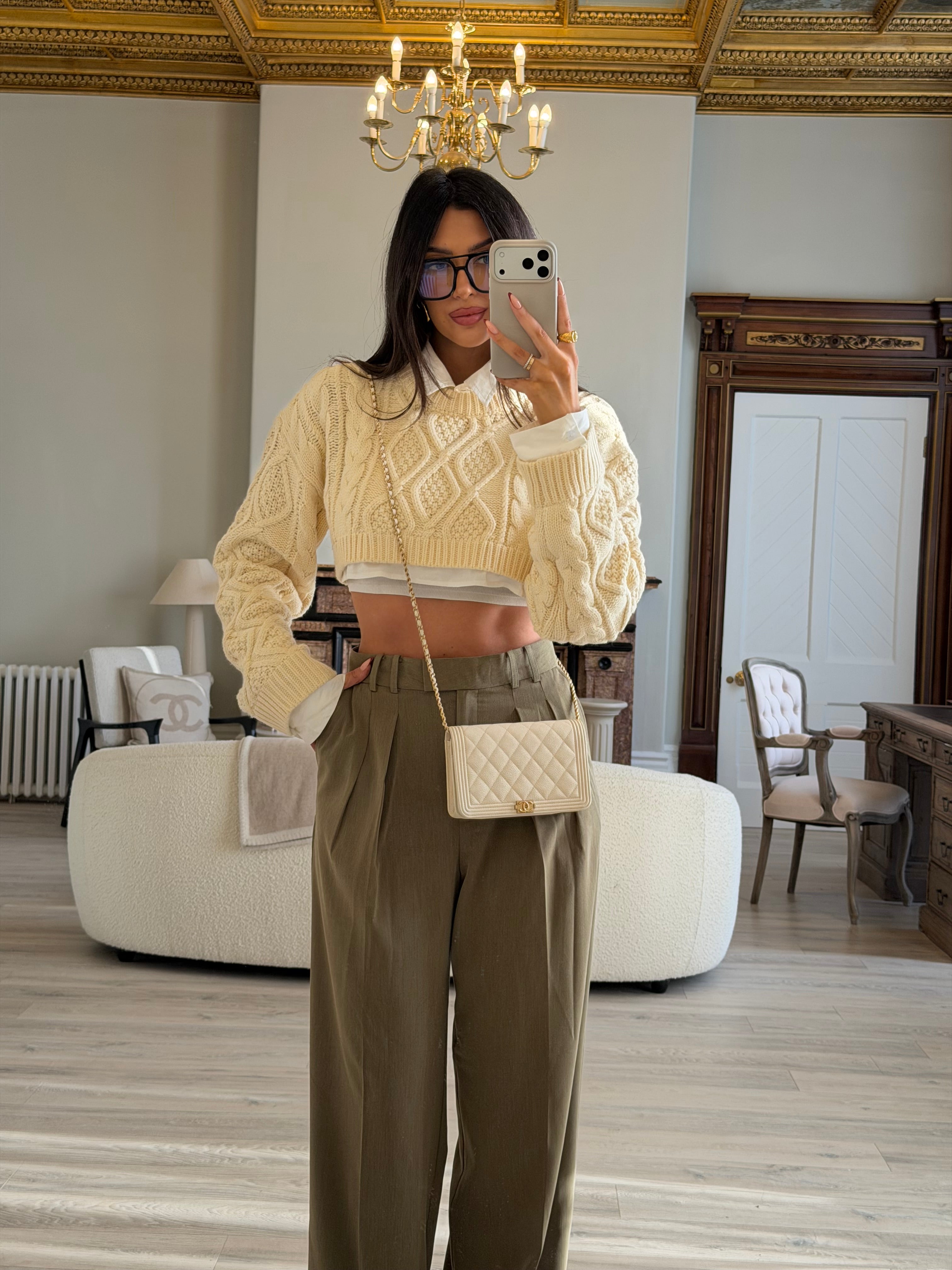 Chanel Boy Wallet On Chain In White Caviar Leather With GHW