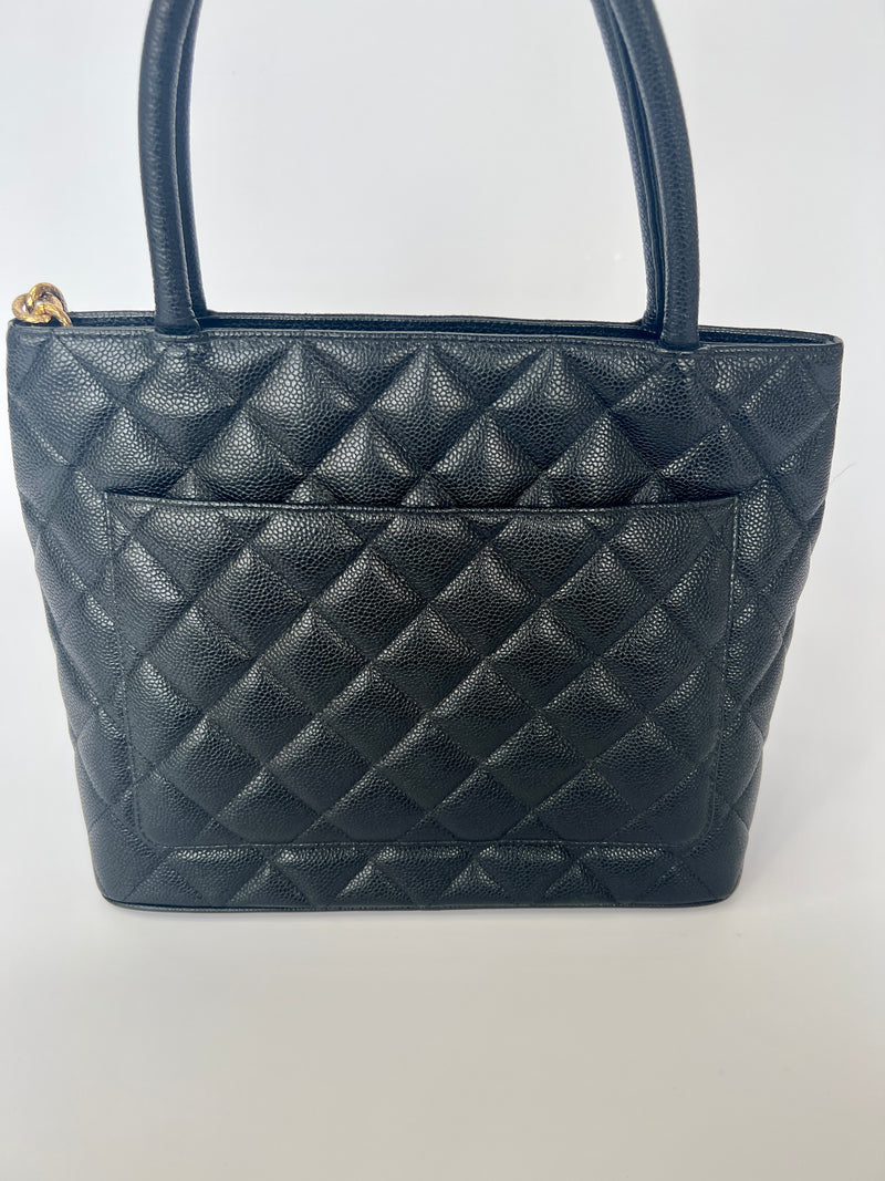 Chanel Caviar Leather black Medallion Tote