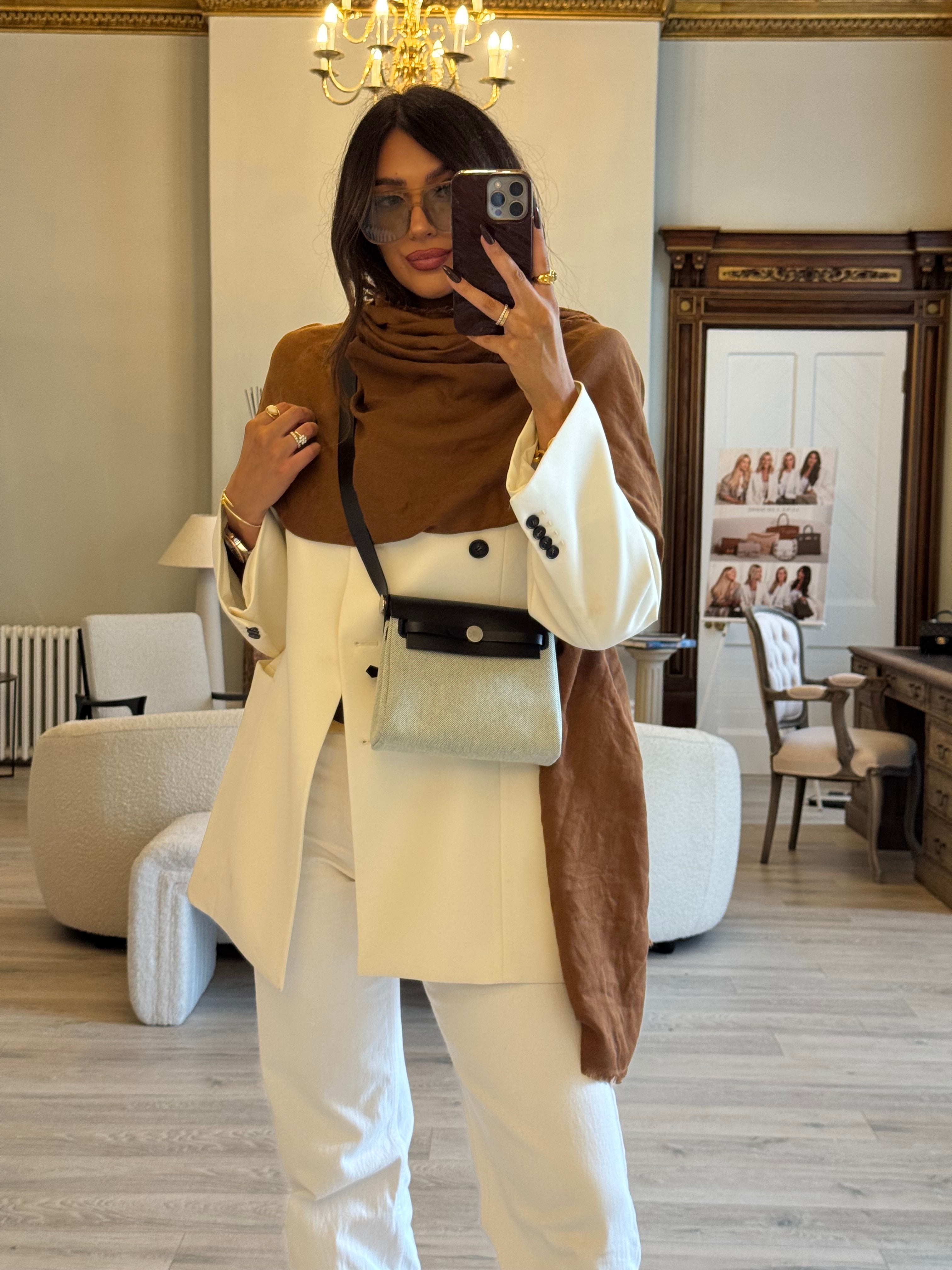 Authentic Pre Loved Hermès Herbag Zip 20 Ecru Vert Moyen & Noir New & Unused