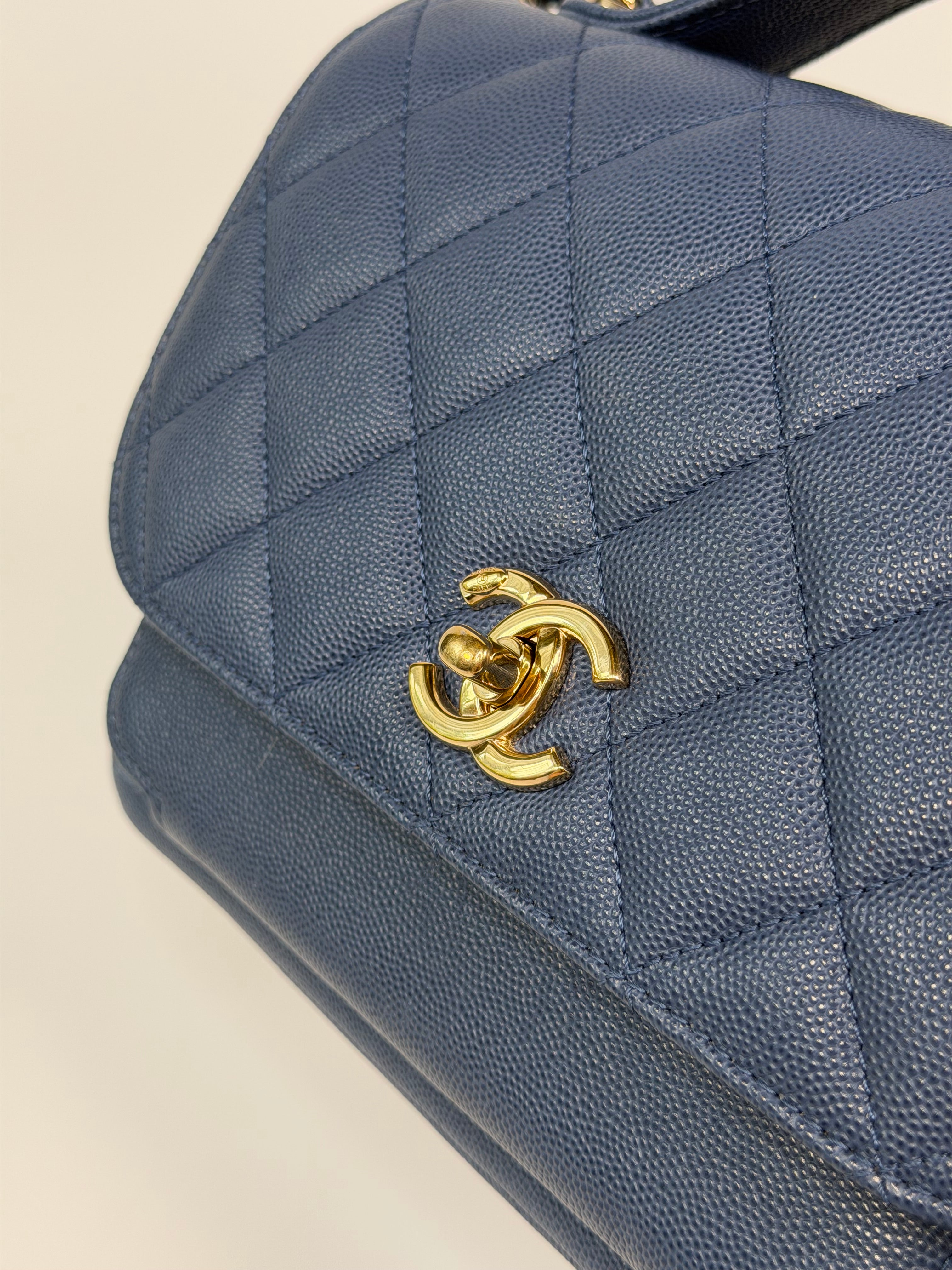 Chanel Medium Business Affinity Bag In Blue Caviar With Gold Hardware