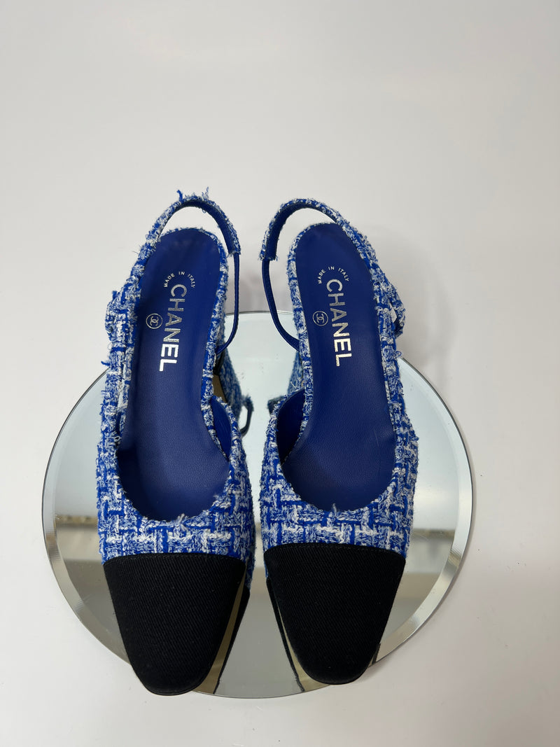 Chanel Tweed Slingback Pumps (Size 39 /UK 6)