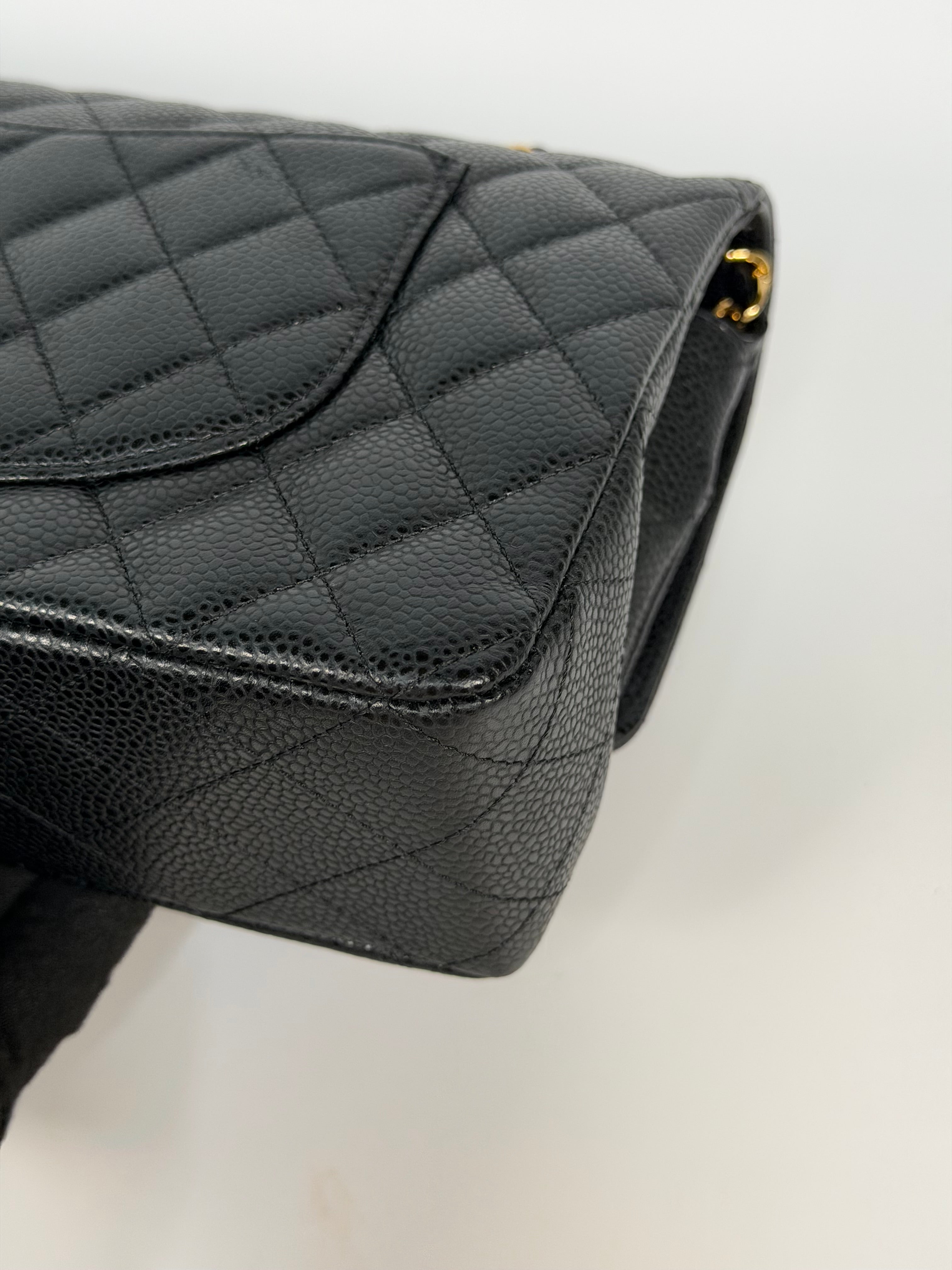Chanel Medium Classic Double Flap Black Caviar Leather With Gold Hardware
