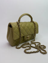 Chanel Mini Rectangle Flap Bag In Pistachio Green Lambskin With GHW