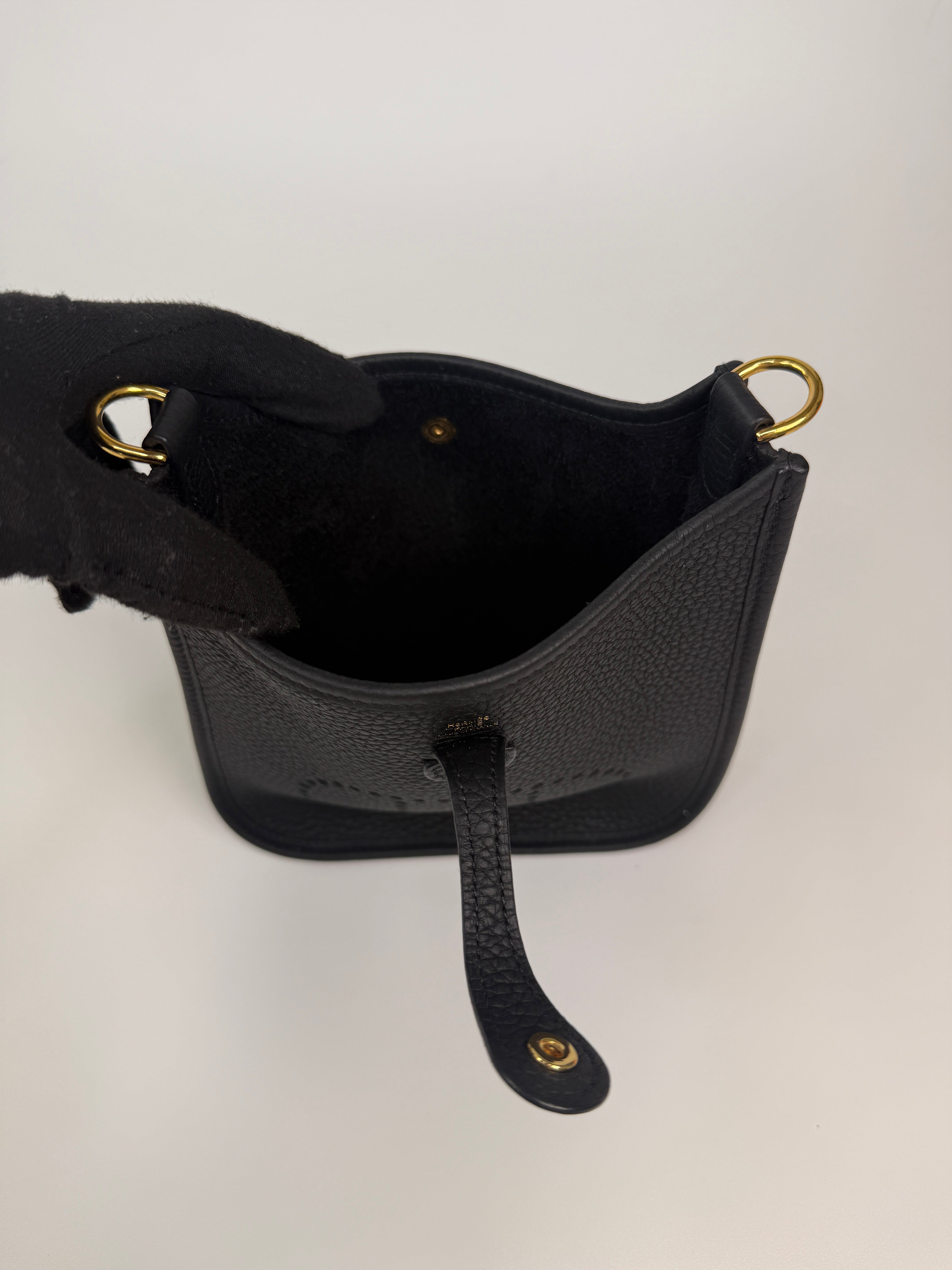 Hermès Evelyne TPM Black Clemence Leather Gold Hardware