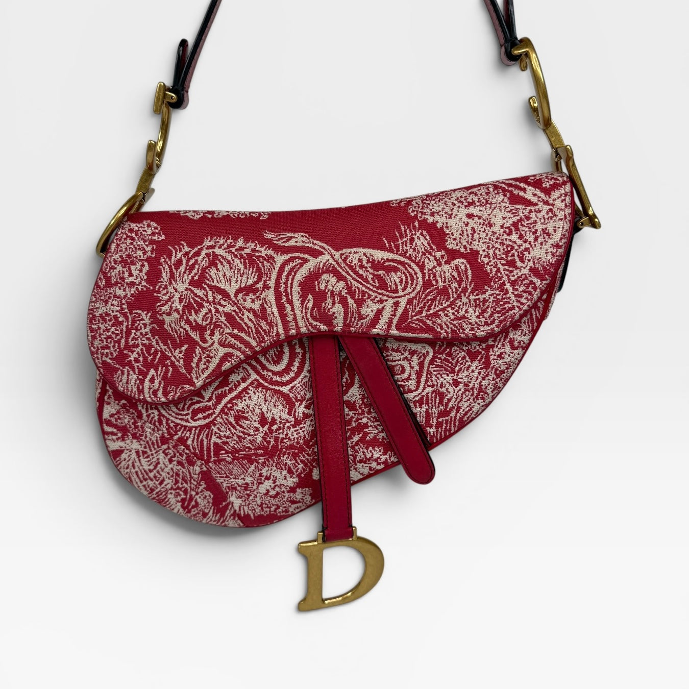 Christian Dior Red Rainforest Saddle Bag