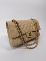 Chanel Medium Classic Double Flap Beige Caviar Leather With GHW
