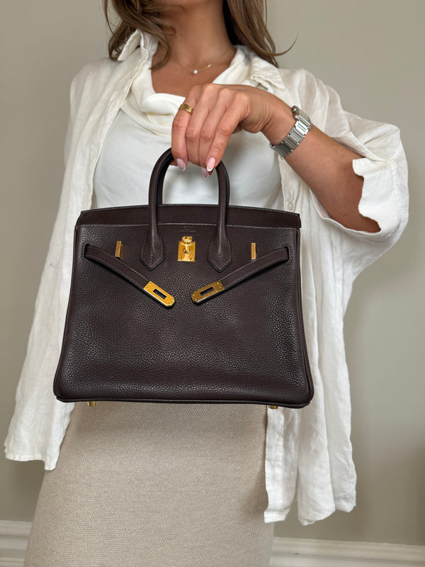 Hermès Birkin 25 Ebene Barenia Faubourg Leather With GHW