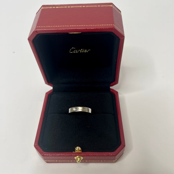 Cartier C de Cartier Platinum and 0.03ct Diamond Wedding Ring (Size 59)