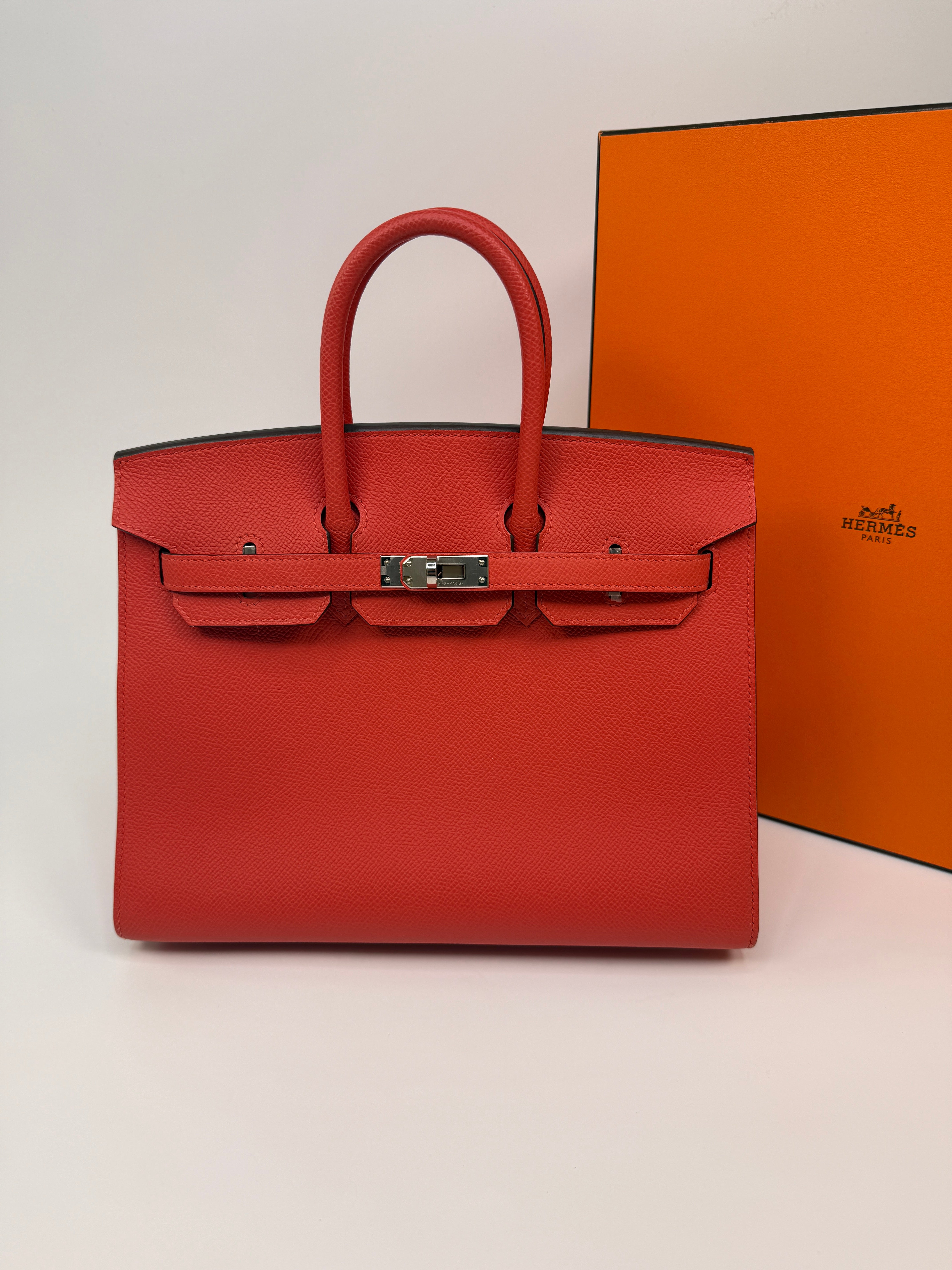 Hermès Birkin 25 Sellier In Capucine Epsom Leather With Palladium Hardware