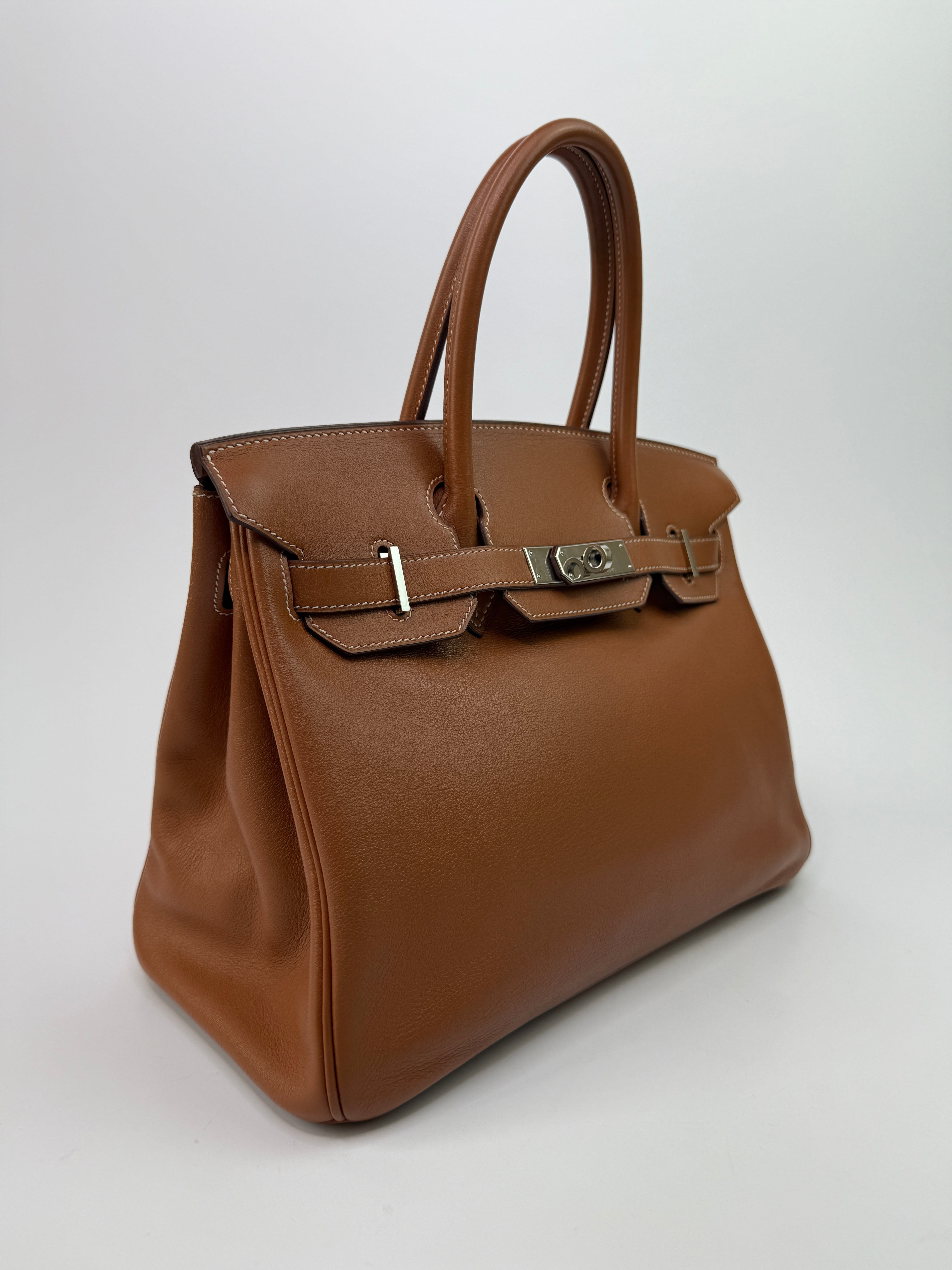 Authentic Pre Loved Hermès Birkin 30 In Gold Swift Leather With Palladium Hardware Very Good Condition