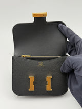 Hermès Constance Slim Wallet In Black Epsom Leather With GHW