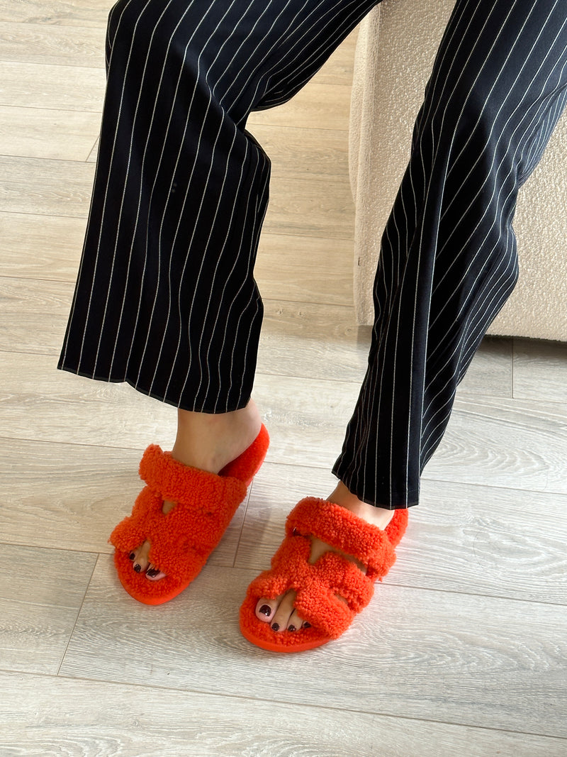 Hermès Fur Chypre Sandals (Size 40/UK 7)