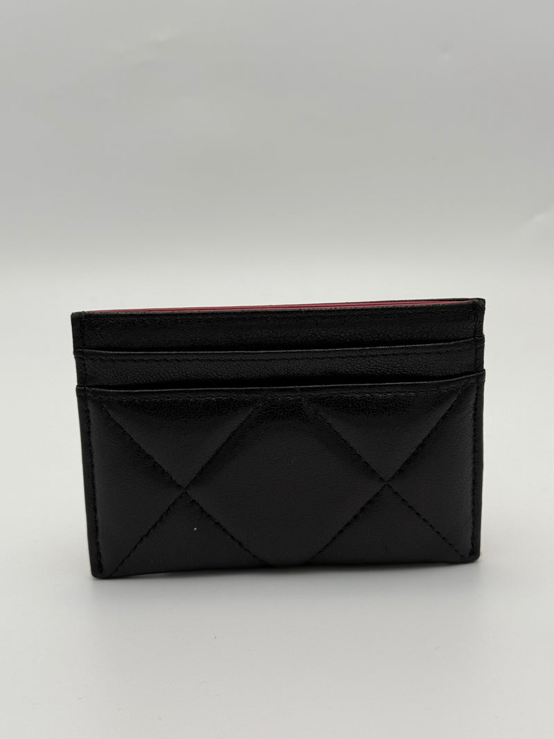 Chanel 19 Card Wallet In Black Lambskin