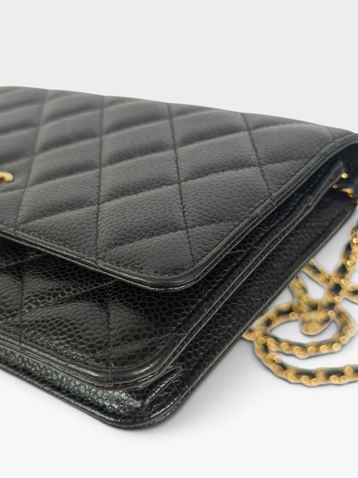 Chanel Wallet On Chain In Black Caviar Leather With Gold Hardware. Authentic and preloved in excellent condition. 100% guarantee