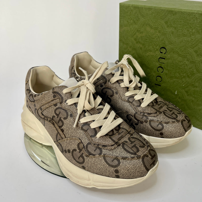 Gucci GG Rhyton Monogrammed Leather Sneakers (Size 38 /UK 5)