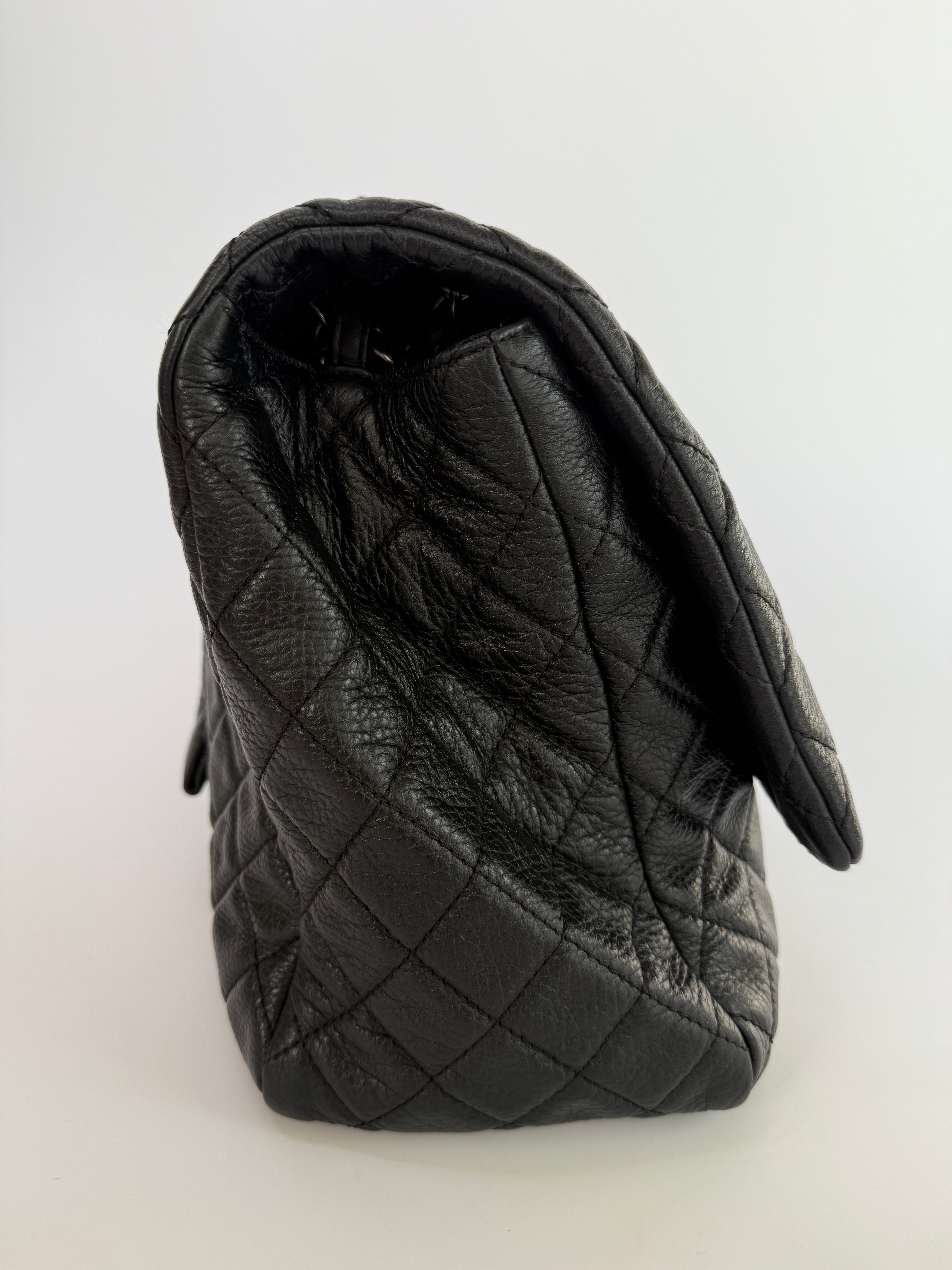 Chanel Airline XXL Classic Flap In Black Calfskin With RHW