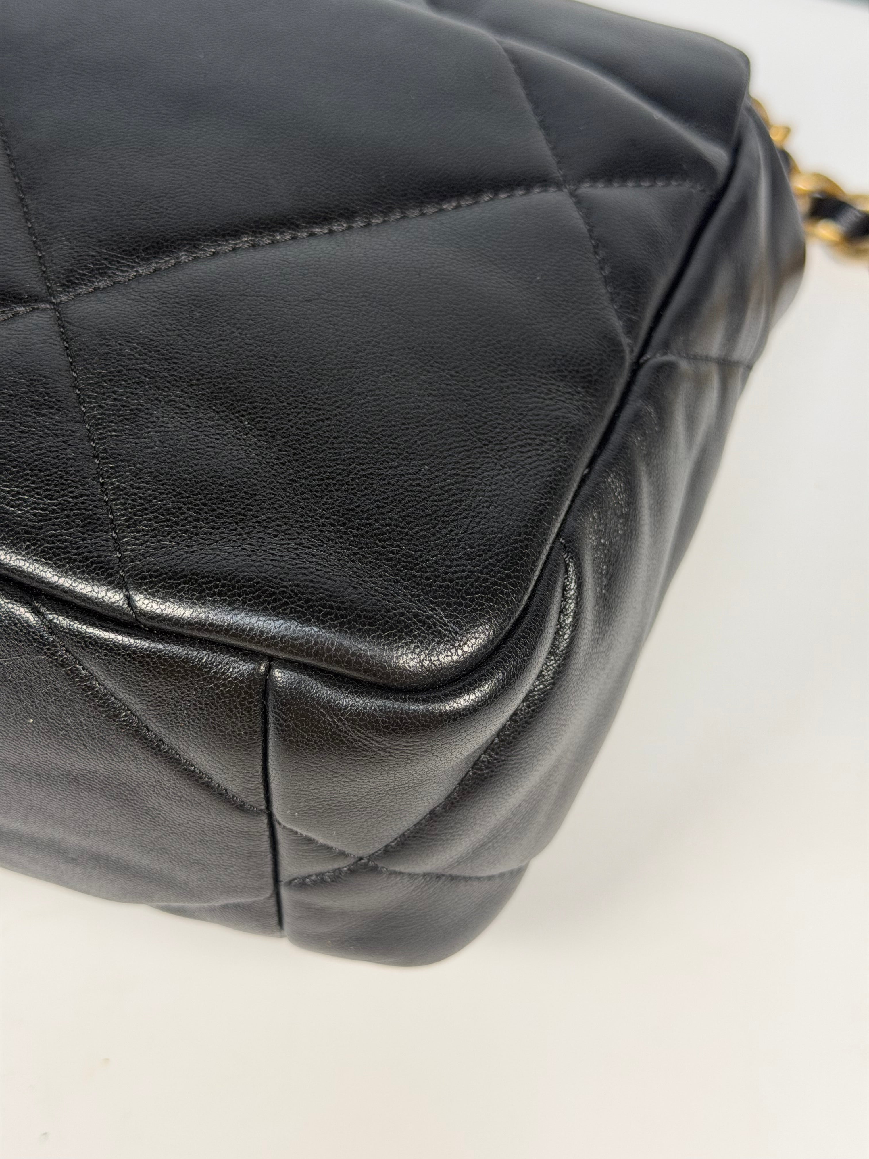 Chanel 19 Small In Black & White Leather With Mixed Hardware. Authentic and preloved in very good condition. Verified by Luxe Cheshire.