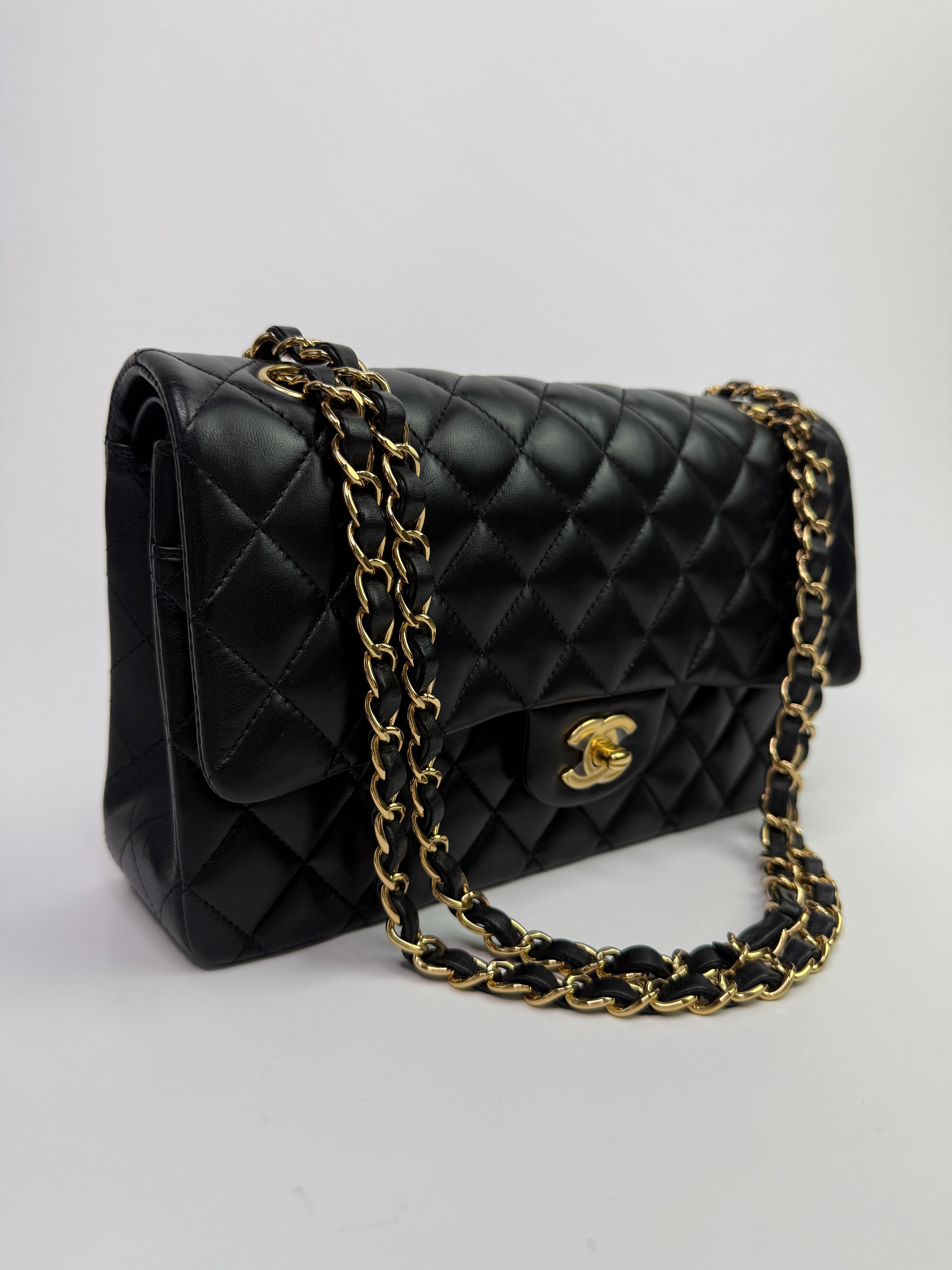 Chanel Medium Classic Double Flap Black Lambskin With GHW