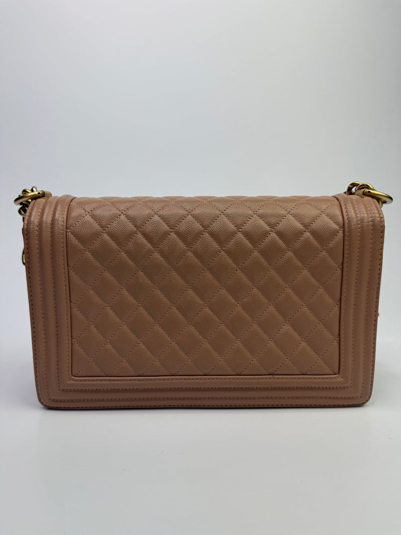 Chanel Large Boy Bag In Pink Caviar Leather