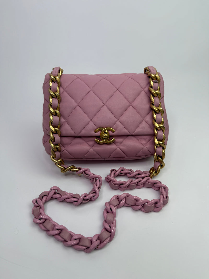 Chanel Pink Lacquered Flap Bag