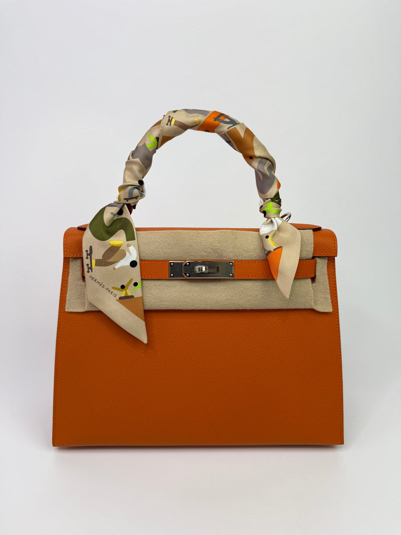 Hermès Kelly 28 In Orange Epsom Leather With PHW