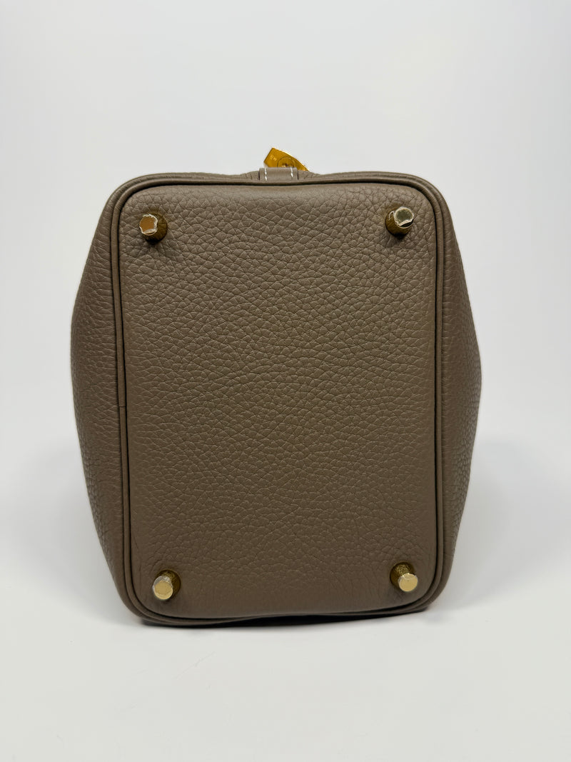 Hermès Picotin 18 In Etoupe Clemence Leather With GHW