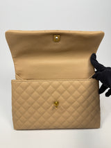 Chanel Coco Large Top Handle In Beige Caviar Leather With GHW