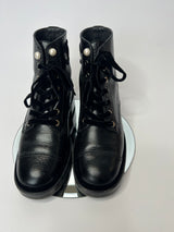Chanel Black Leather Pearl Boots (Size 39.5 /UK6.5)