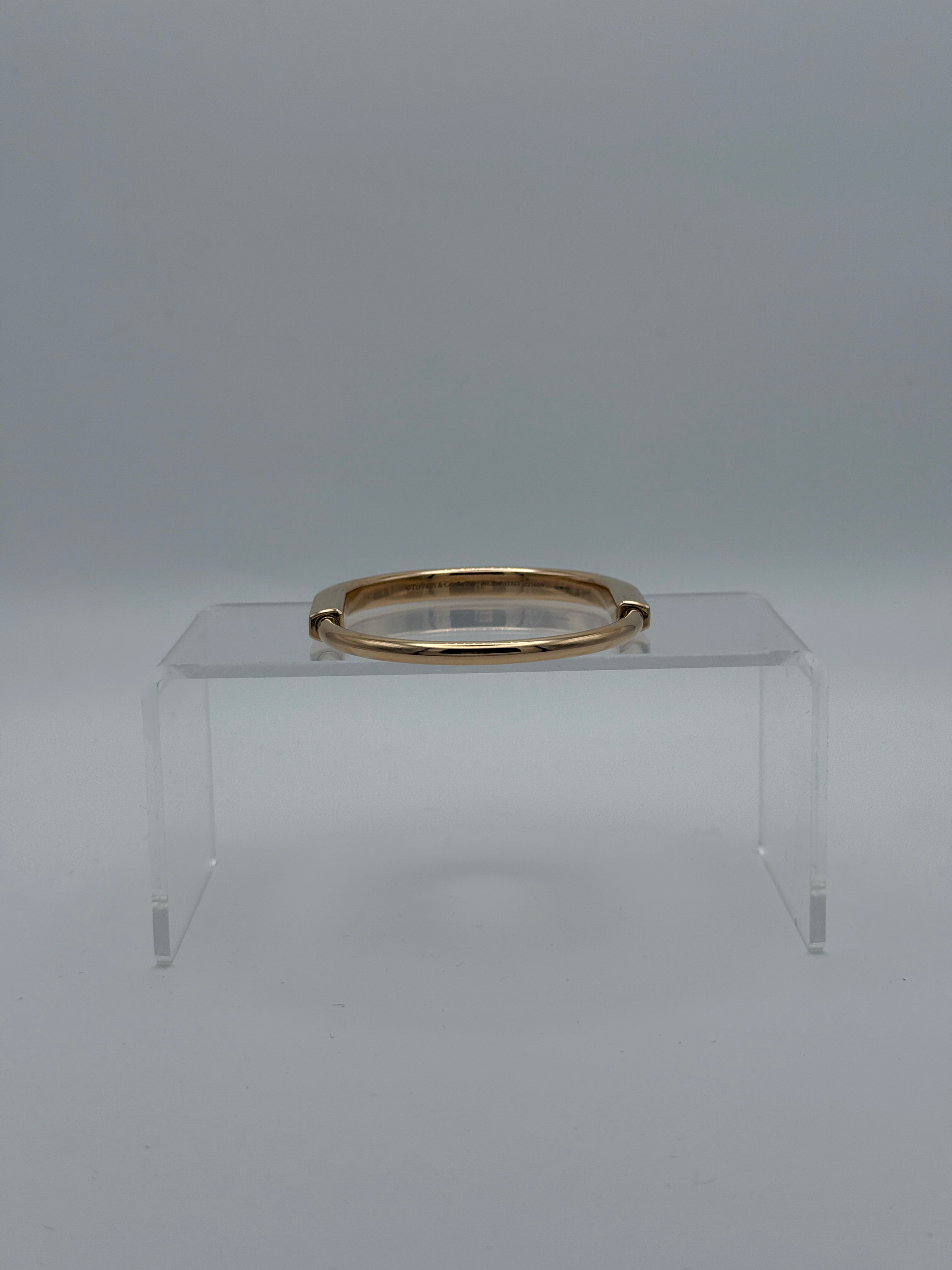 Tiffany & Co Diamond Lock Bangle Yellow Gold with Diamond Accents