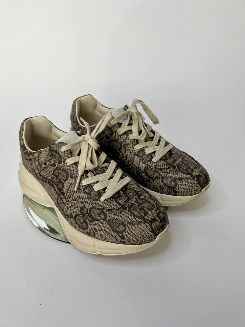 Gucci GG Rhyton Monogrammed Leather Sneakers (Size 38 /UK 5)