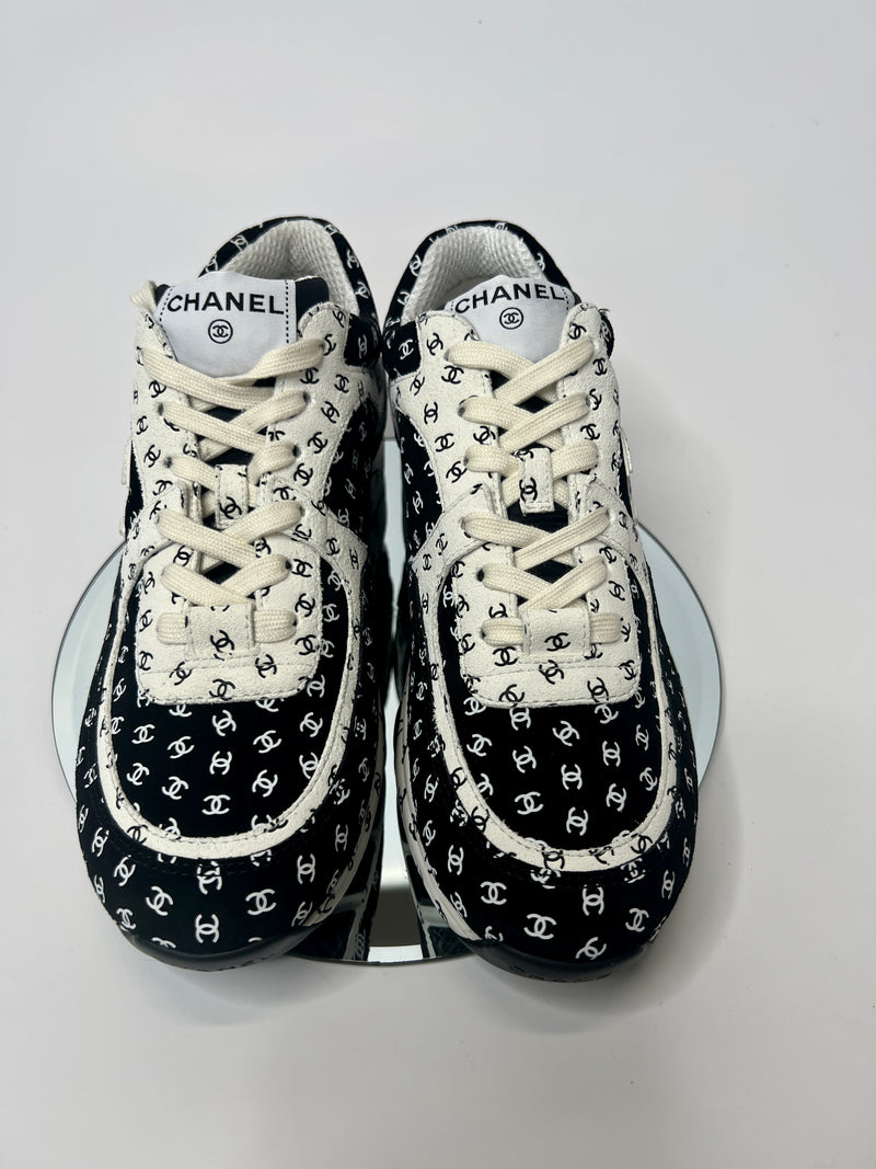 Chanel Black and White Logo Sneakers (Size 40 /UK 7)