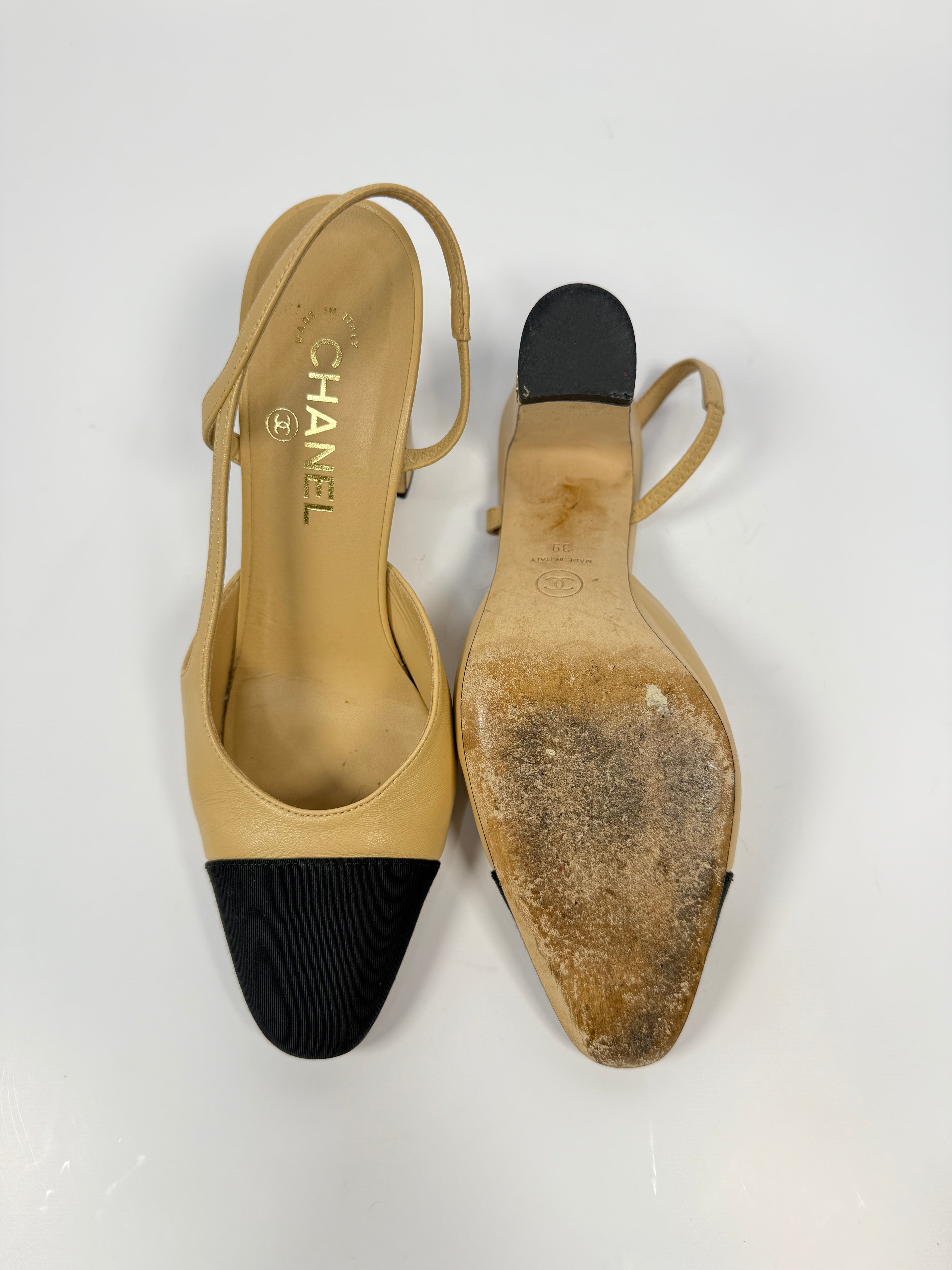 Chanel Slingback Heels Size 39/UK6, authentic and preloved in very good condition