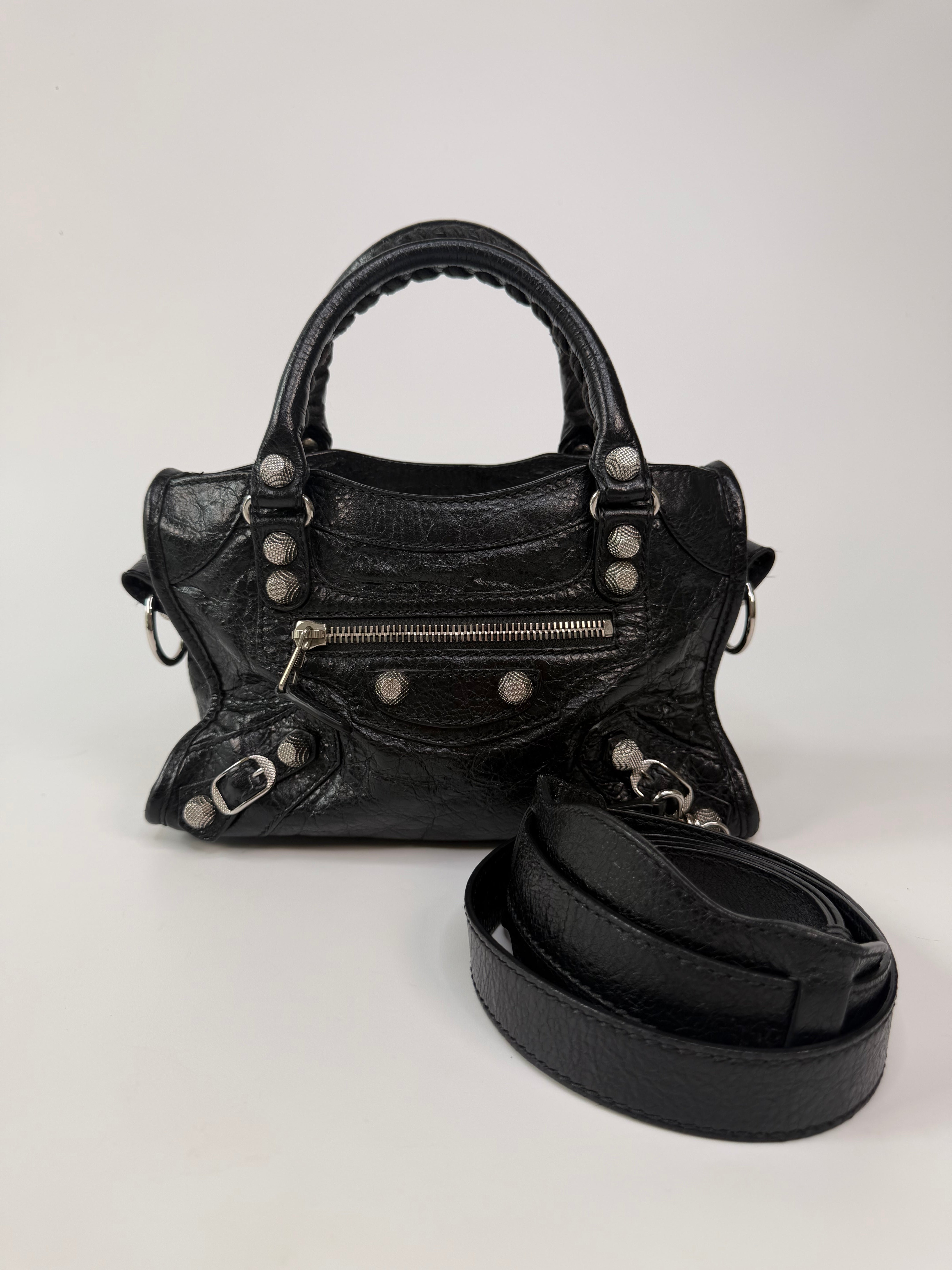 Balenciaga Le City Mini Bag In Noir Lambskin With Silver Hardware. Authentic and preloved in very good condition. 100% guarantee