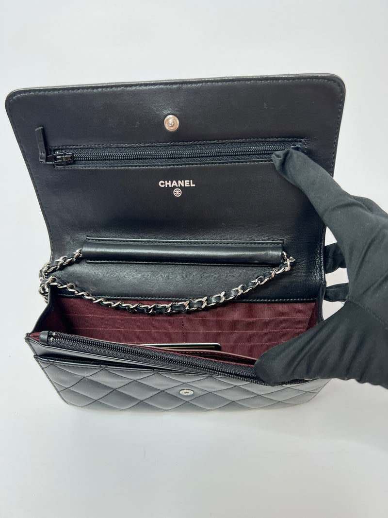 Chanel Wallet On Chain In Black Lambskin Leather