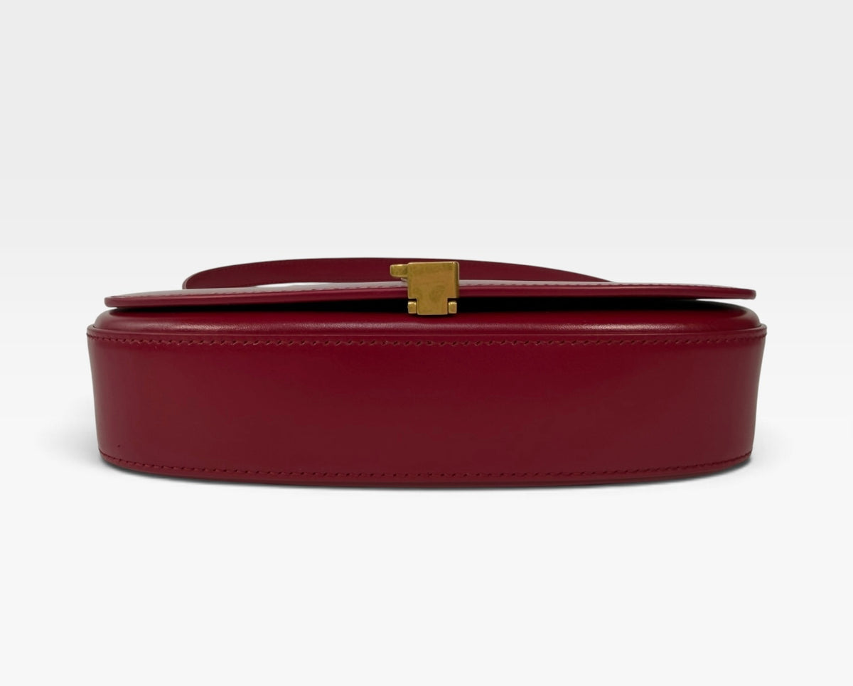 Saint Laurent Demi-Lune In Cherry Leather With Gold Hardware 100% authentic and preloved in excellent condition
