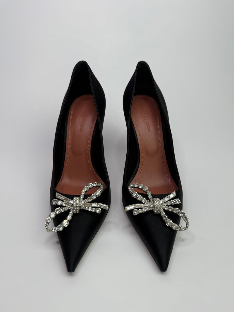 Amina Muaddi Rosie Bow-Embellished Heeled Courts (Size 39.5/UK6.5)