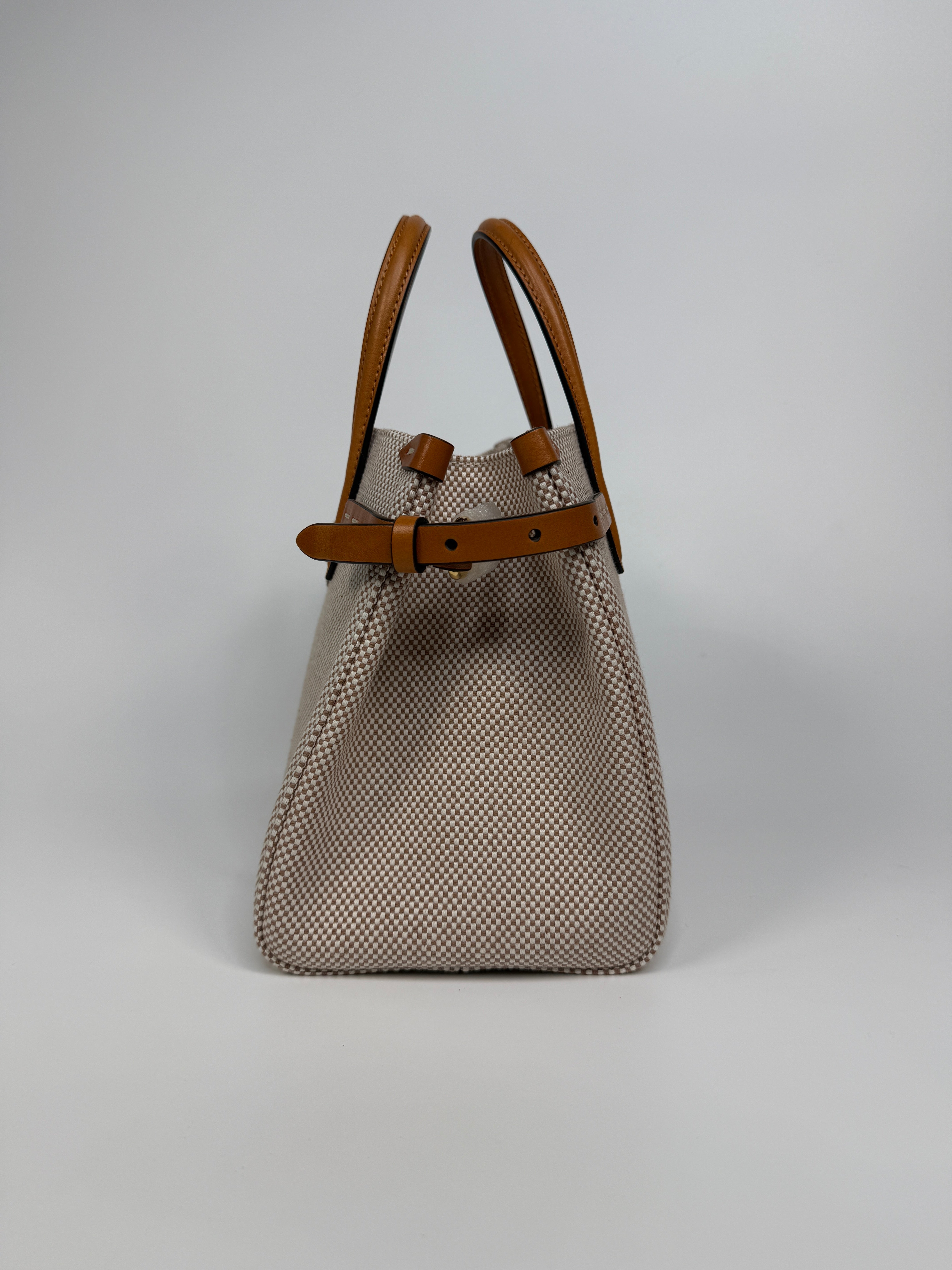 Valentino Garavani Small Antibes Canvas Shopping Bag Canvas brown and leather 